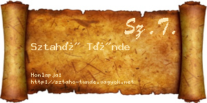 Sztahó Tünde névjegykártya