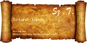 Sztahó Tünde névjegykártya